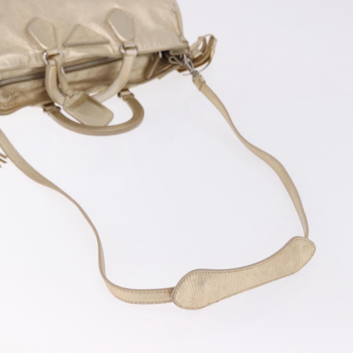 PRADA Hand Bag Leather 2way Silver Gold Auth 192120A - Jerrillo image 9