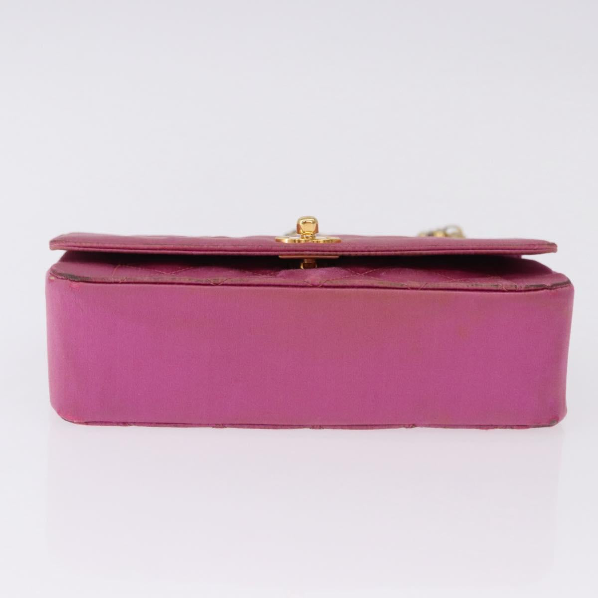 CHANEL Matelasse Chain Shoulder Bag Satin Pink Gold CC Auth 192128 - Jerrillo image 6