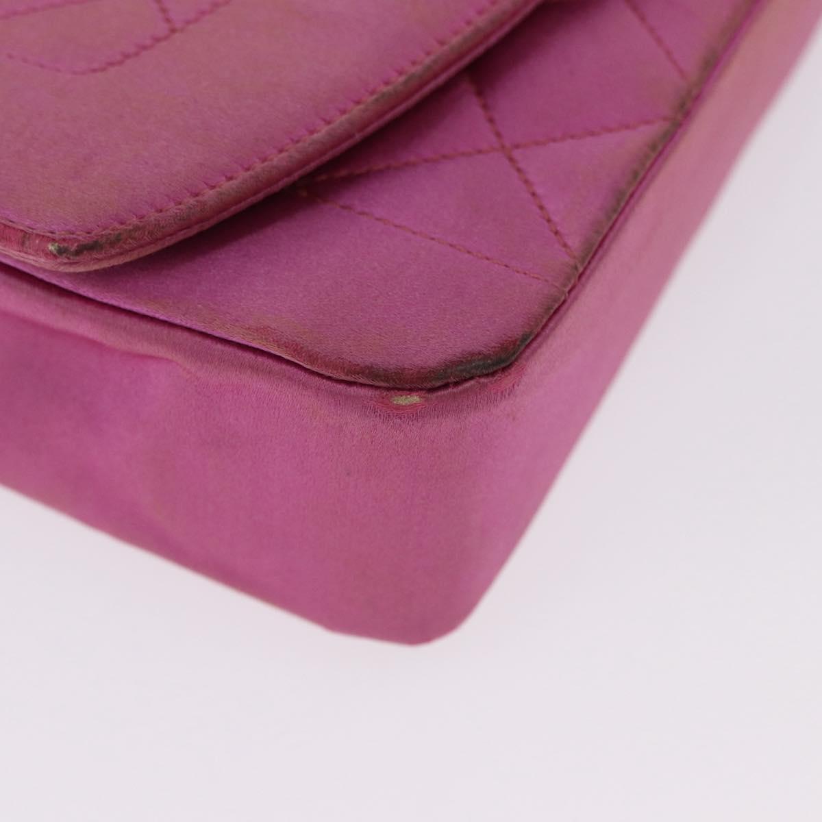 CHANEL Matelasse Chain Shoulder Bag Satin Pink Gold CC Auth 192128 - Jerrillo image 9