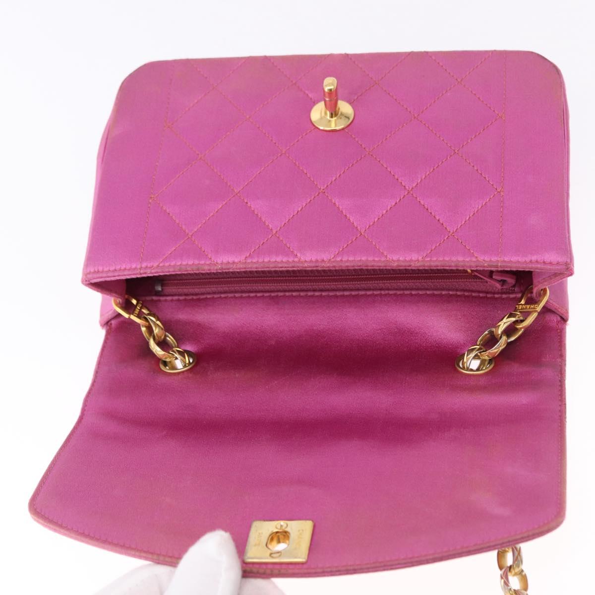 CHANEL Matelasse Chain Shoulder Bag Satin Pink Gold CC Auth 192128 - Jerrillo image 10