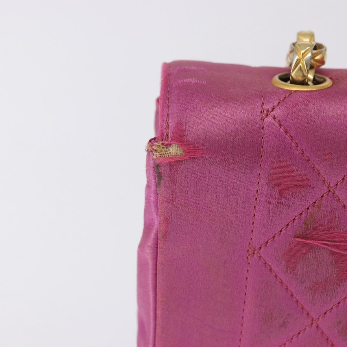 CHANEL Matelasse Chain Shoulder Bag Satin Pink Gold CC Auth 192128 - Jerrillo image 3