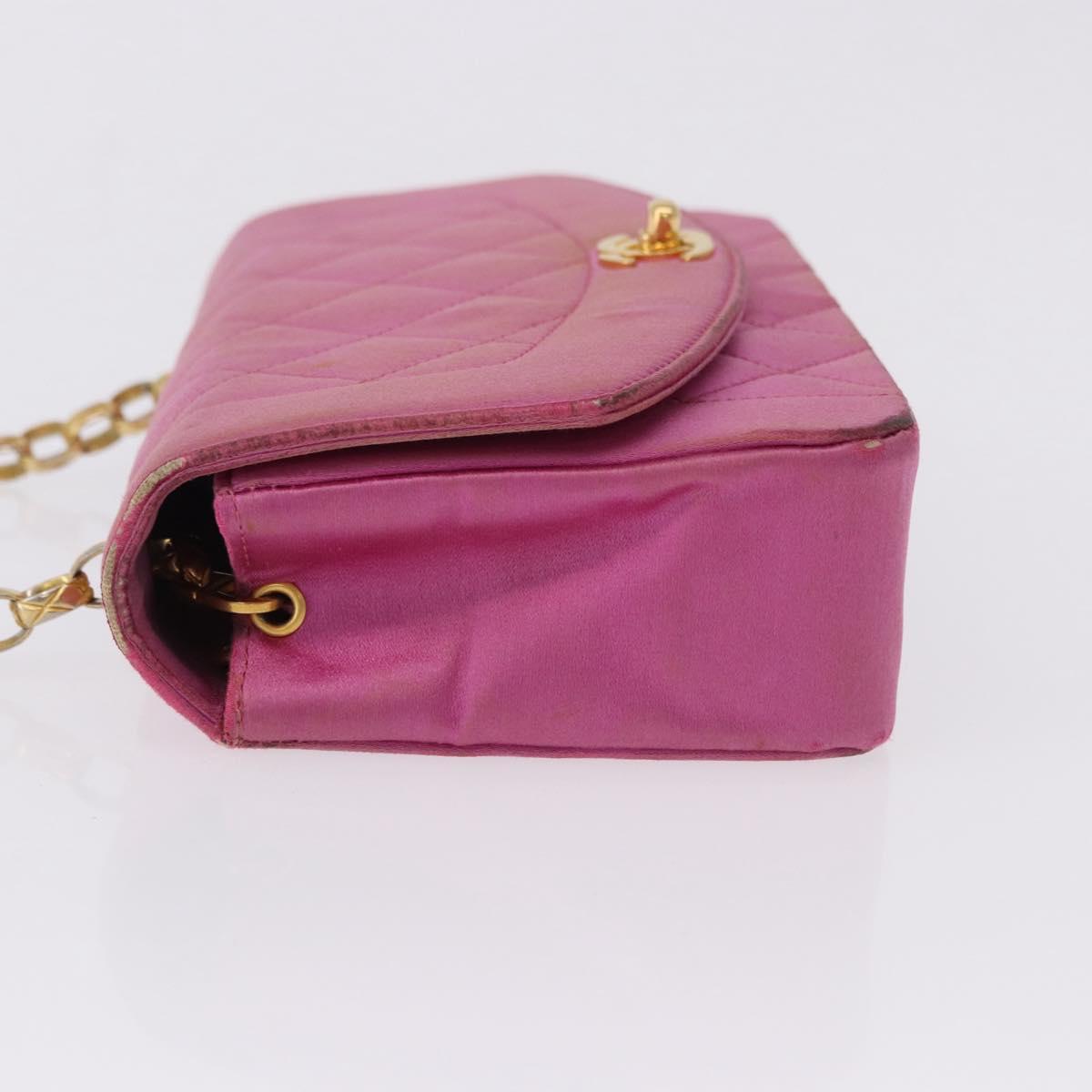 CHANEL Matelasse Chain Shoulder Bag Satin Pink Gold CC Auth 192128 - Jerrillo image 5