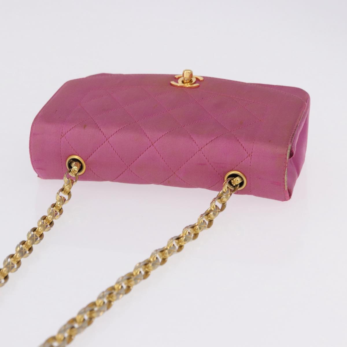 CHANEL Matelasse Chain Shoulder Bag Satin Pink Gold CC Auth 192128 - Jerrillo image 7