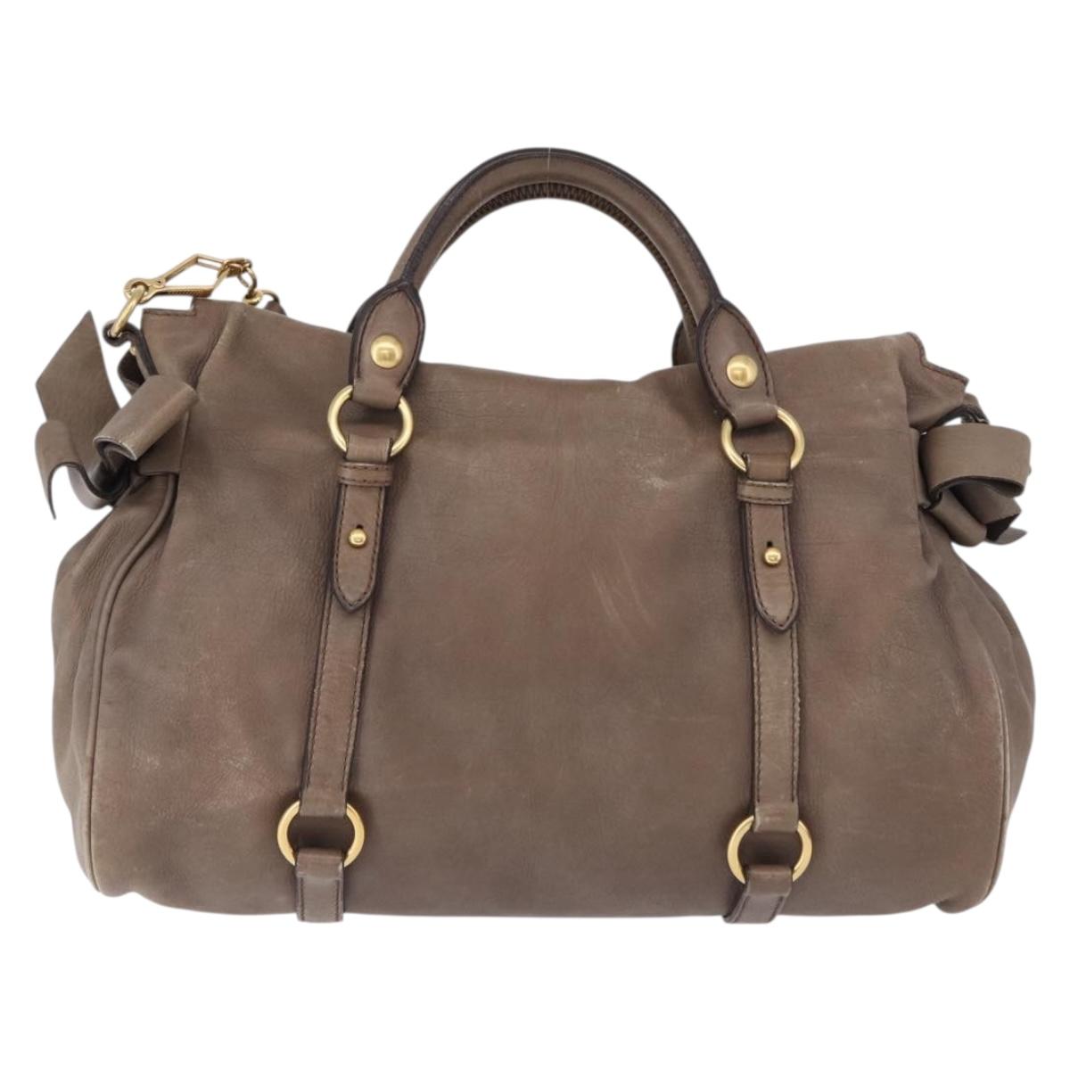 Miu Miu Hand Bag Leather 2way Beige Gold Auth 192198V - Jerrillo image 2