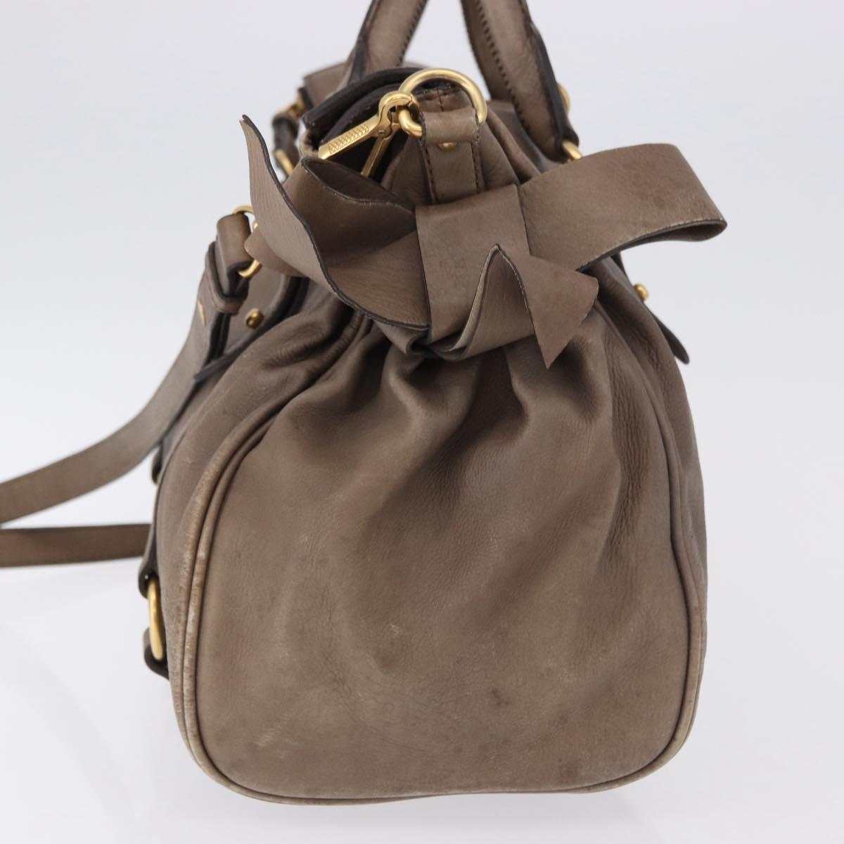 Miu Miu Hand Bag Leather 2way Beige Gold Auth 192198V - Jerrillo image 3