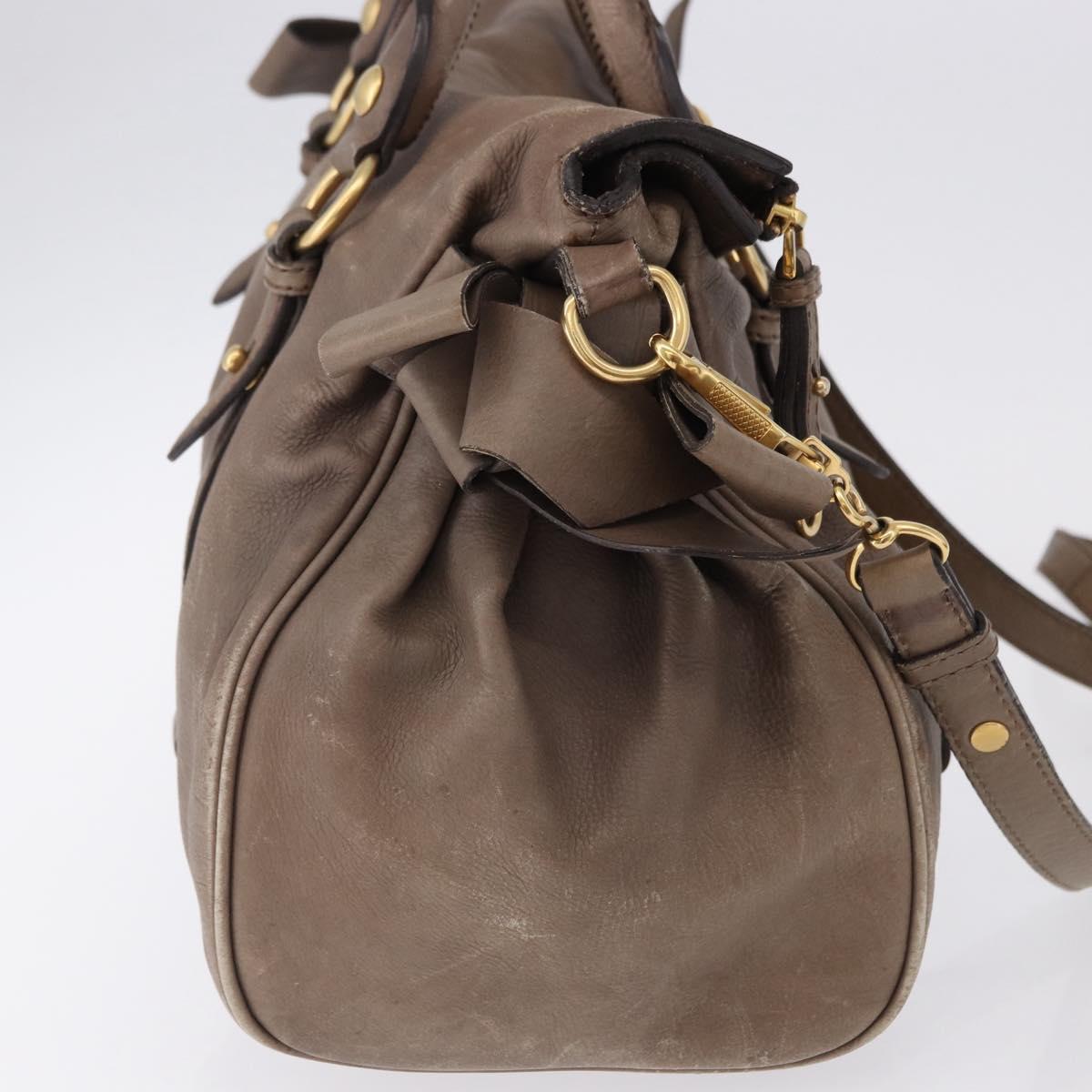 Miu Miu Hand Bag Leather 2way Beige Gold Auth 192198V - Jerrillo image 4