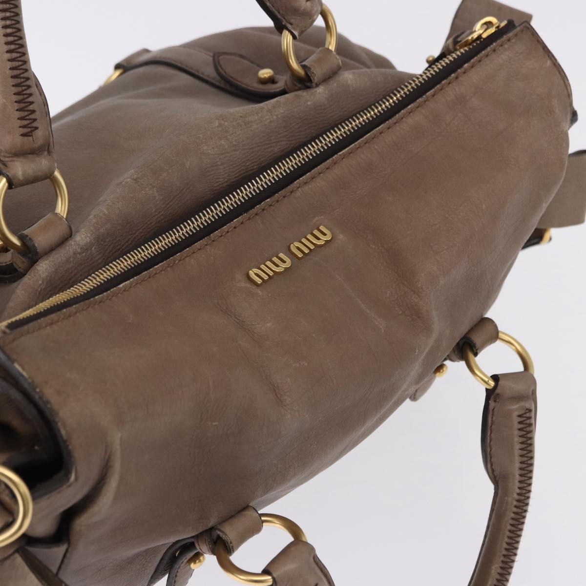 Miu Miu Hand Bag Leather 2way Beige Gold Auth 192198V - Jerrillo image 6