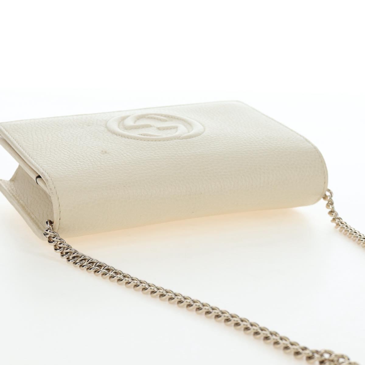 GUCCI Soho Chain Bag Leather Outlet White Gold 598211 493075 Auth 192199V - Jerrillo image 9