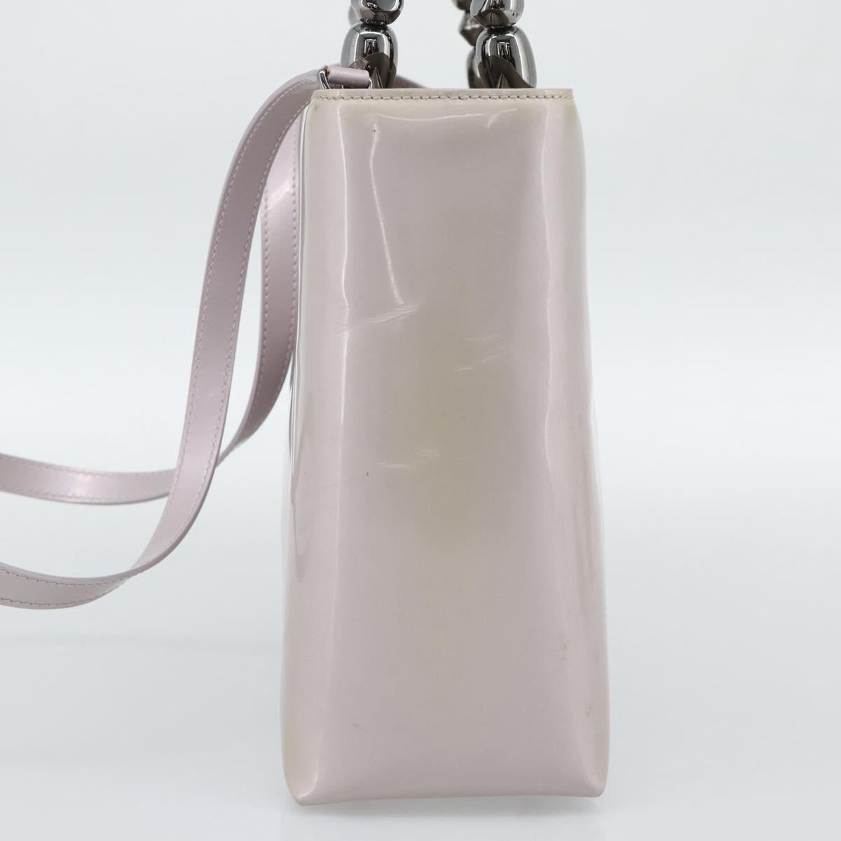 Christian Dior Maris Pearl Bag Patent Leather 2way Lavende Silver Auth 192211 - Jerrillo image 5