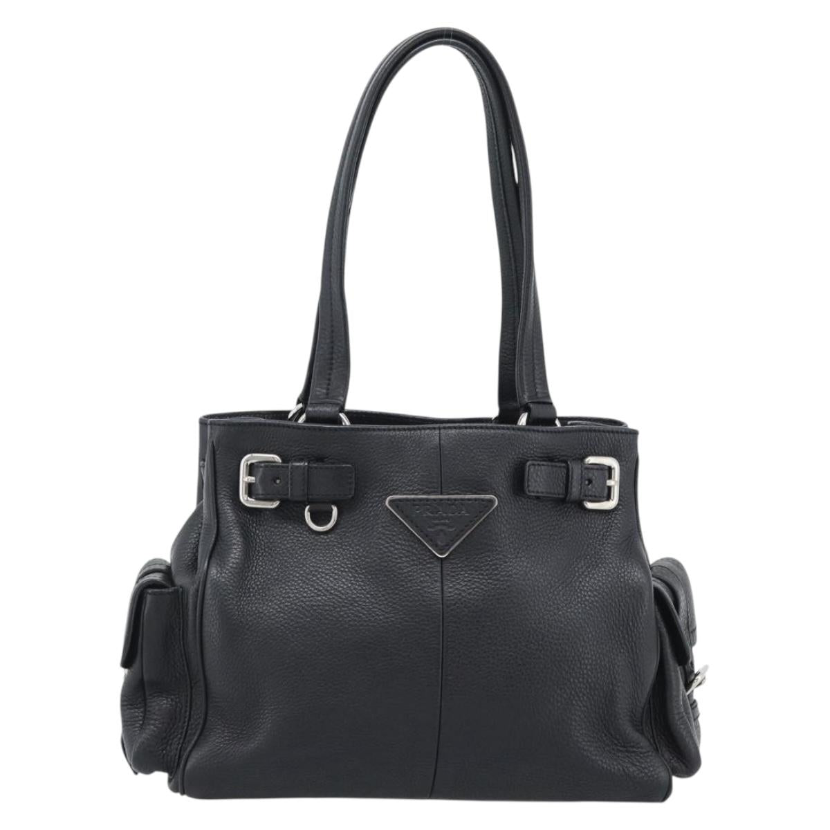 PRADA Tote Bag Vittero Dino Leather Black Silver Auth 192267SAM - Jerrillo image 2