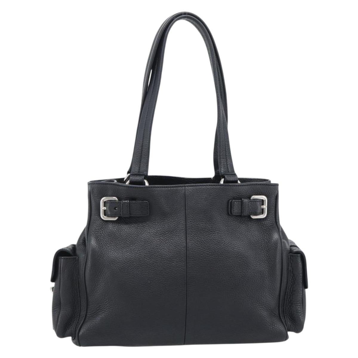 PRADA Tote Bag Vittero Dino Leather Black Silver Auth 192267SAM - Jerrillo image 3