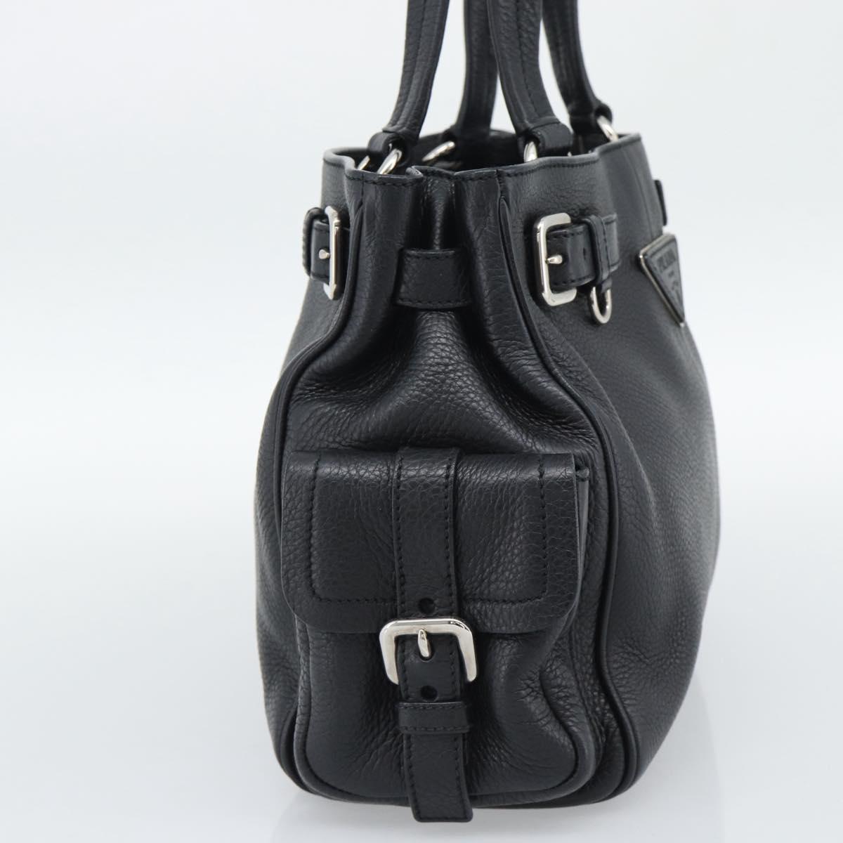 PRADA Tote Bag Vittero Dino Leather Black Silver Auth 192267SAM - Jerrillo image 4