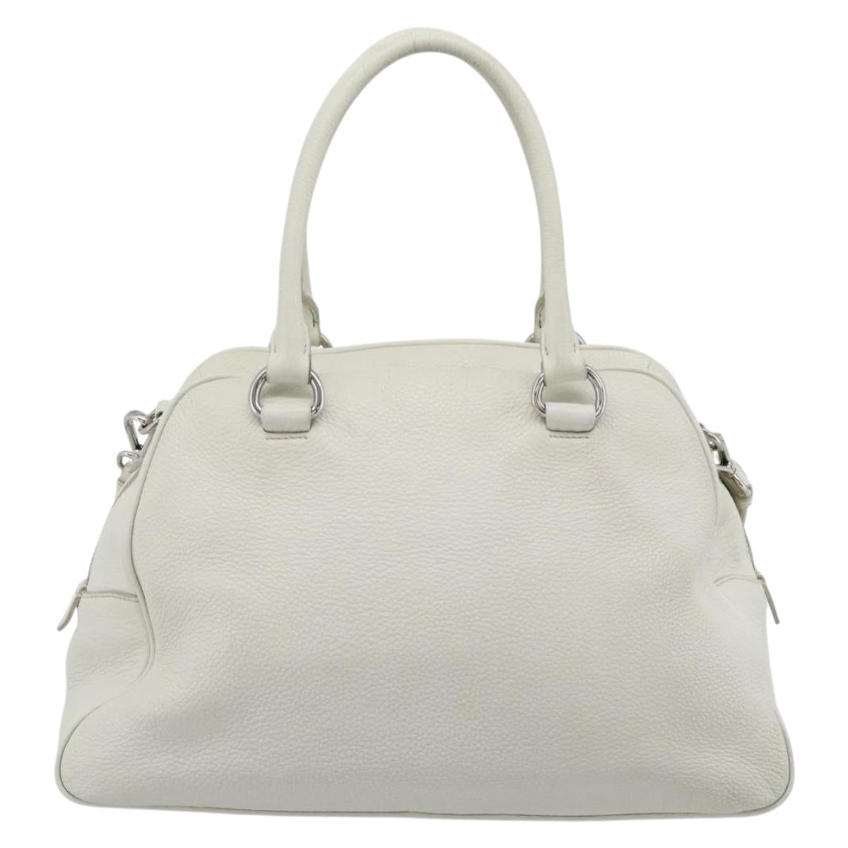 PRADA Hand Bag Vittero Dino Leather 2way White Silver Auth 192296V - Jerrillo image 2
