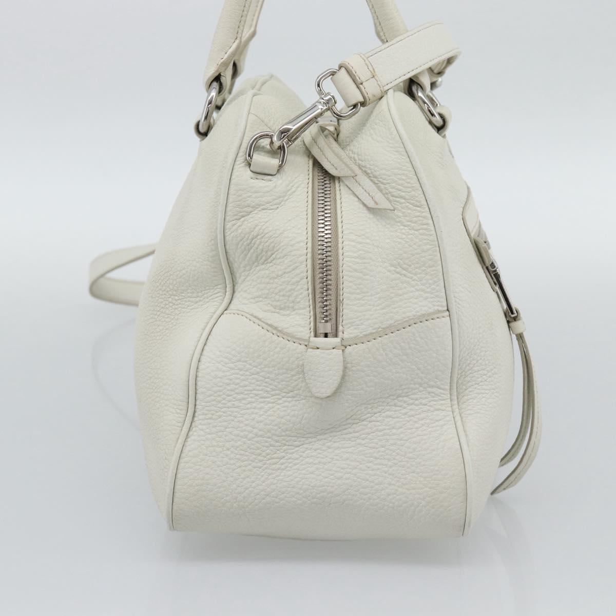 PRADA Hand Bag Vittero Dino Leather 2way White Silver Auth 192296V - Jerrillo image 3