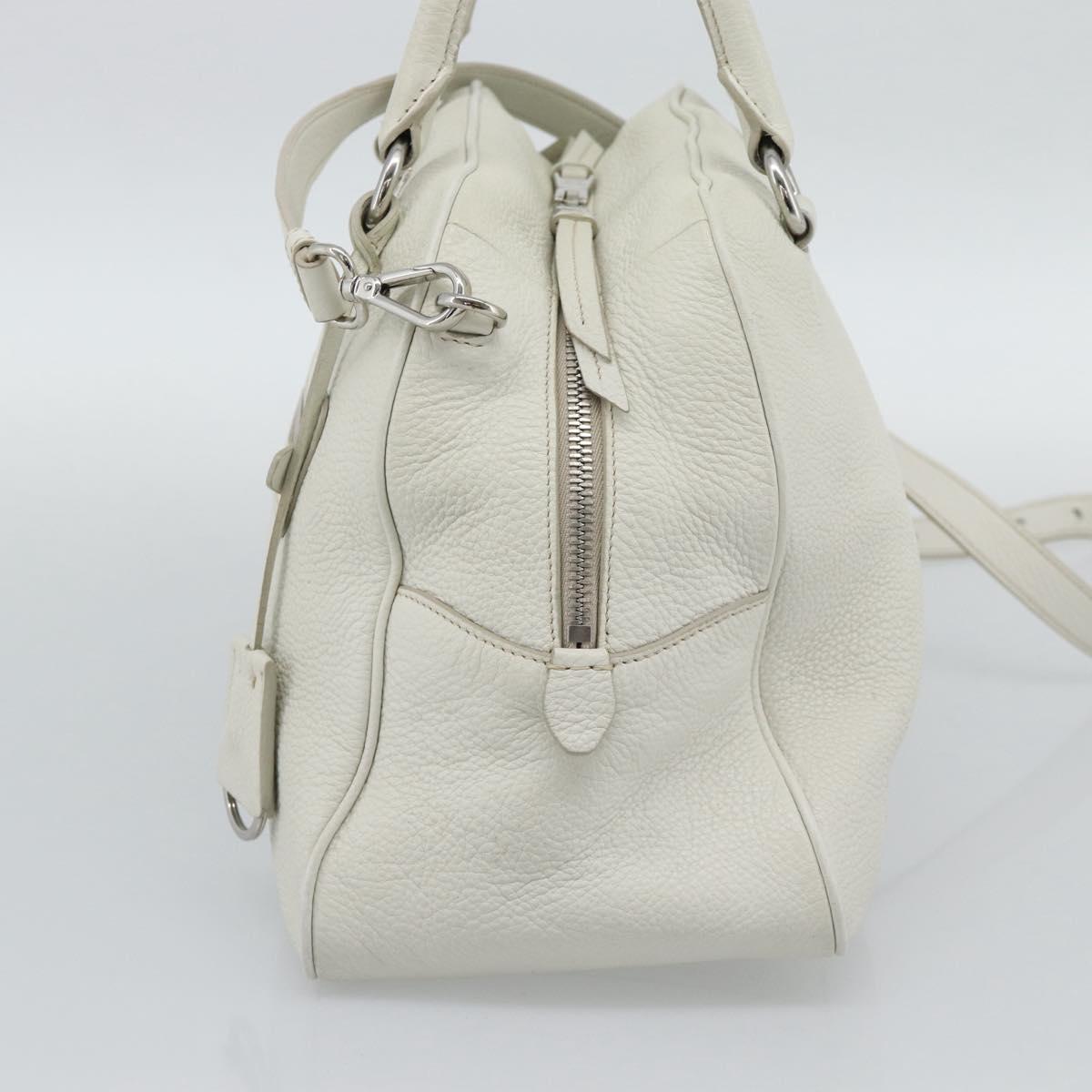 PRADA Hand Bag Vittero Dino Leather 2way White Silver Auth 192296V - Jerrillo image 4