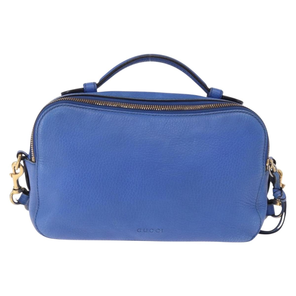 GUCCI Tiger Pattern Hand Bag Leather 2way Blue Gold 453565 Auth 192658A - Jerrillo image 2