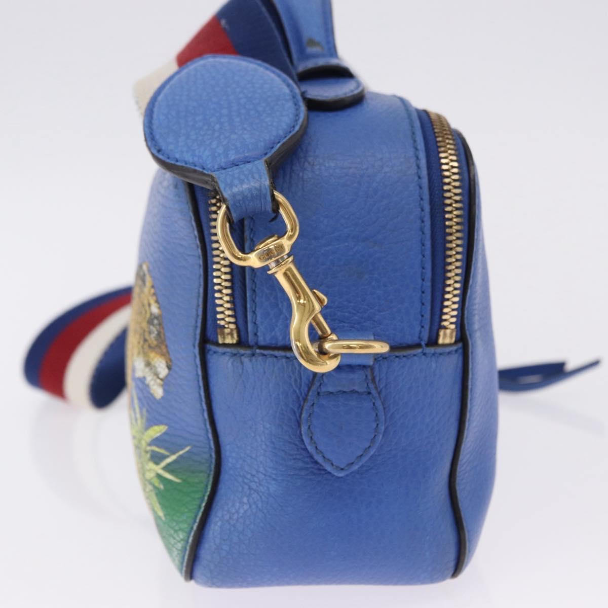 GUCCI Tiger Pattern Hand Bag Leather 2way Blue Gold 453565 Auth 192658A - Jerrillo image 3