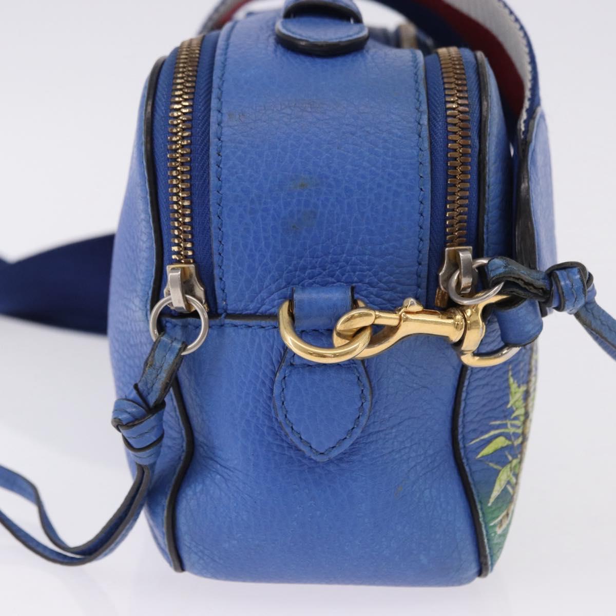 GUCCI Tiger Pattern Hand Bag Leather 2way Blue Gold 453565 Auth 192658A - Jerrillo image 4