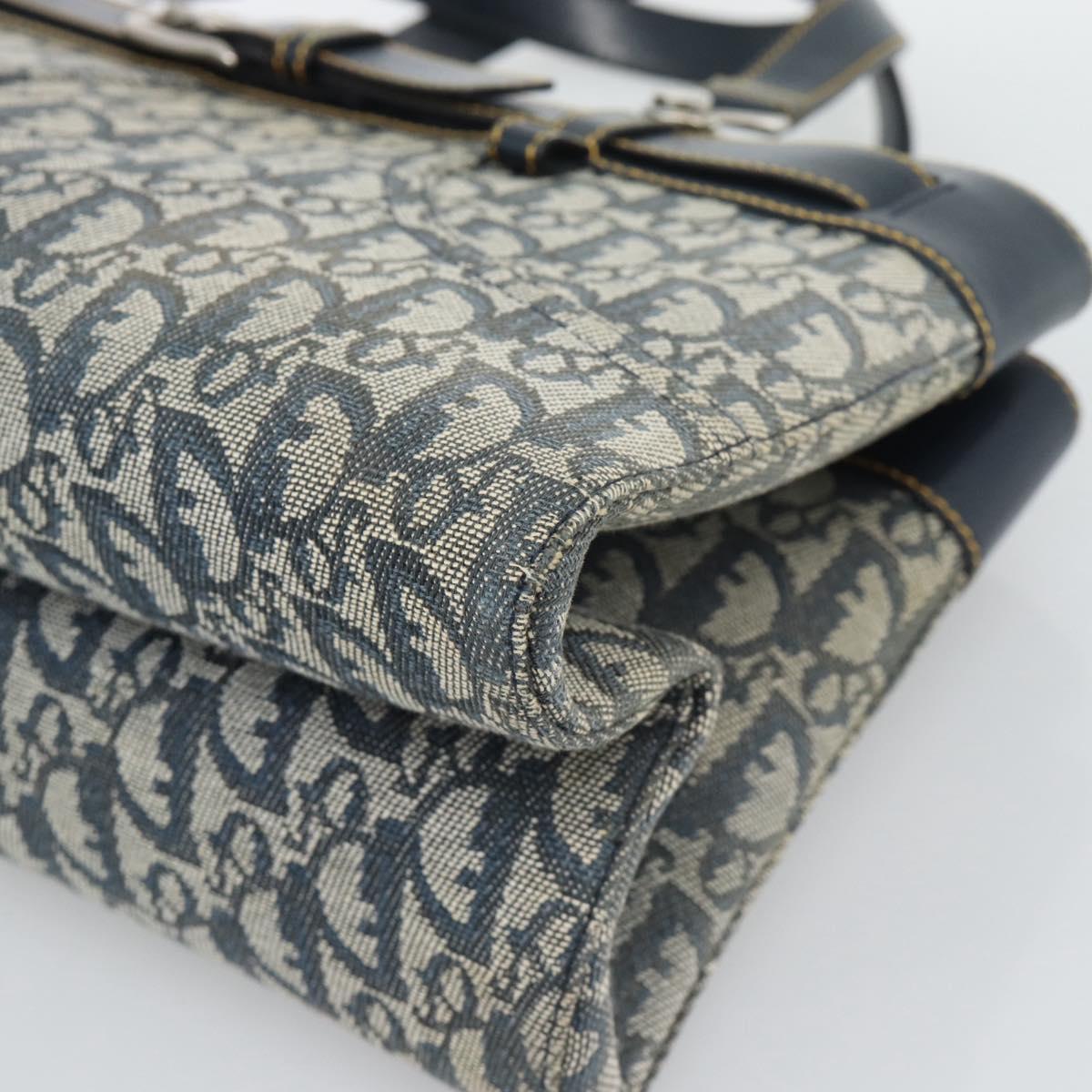 Christian Dior Trotter Canvas Hand Bag Navy Silver Auth 192691 - Jerrillo image 9