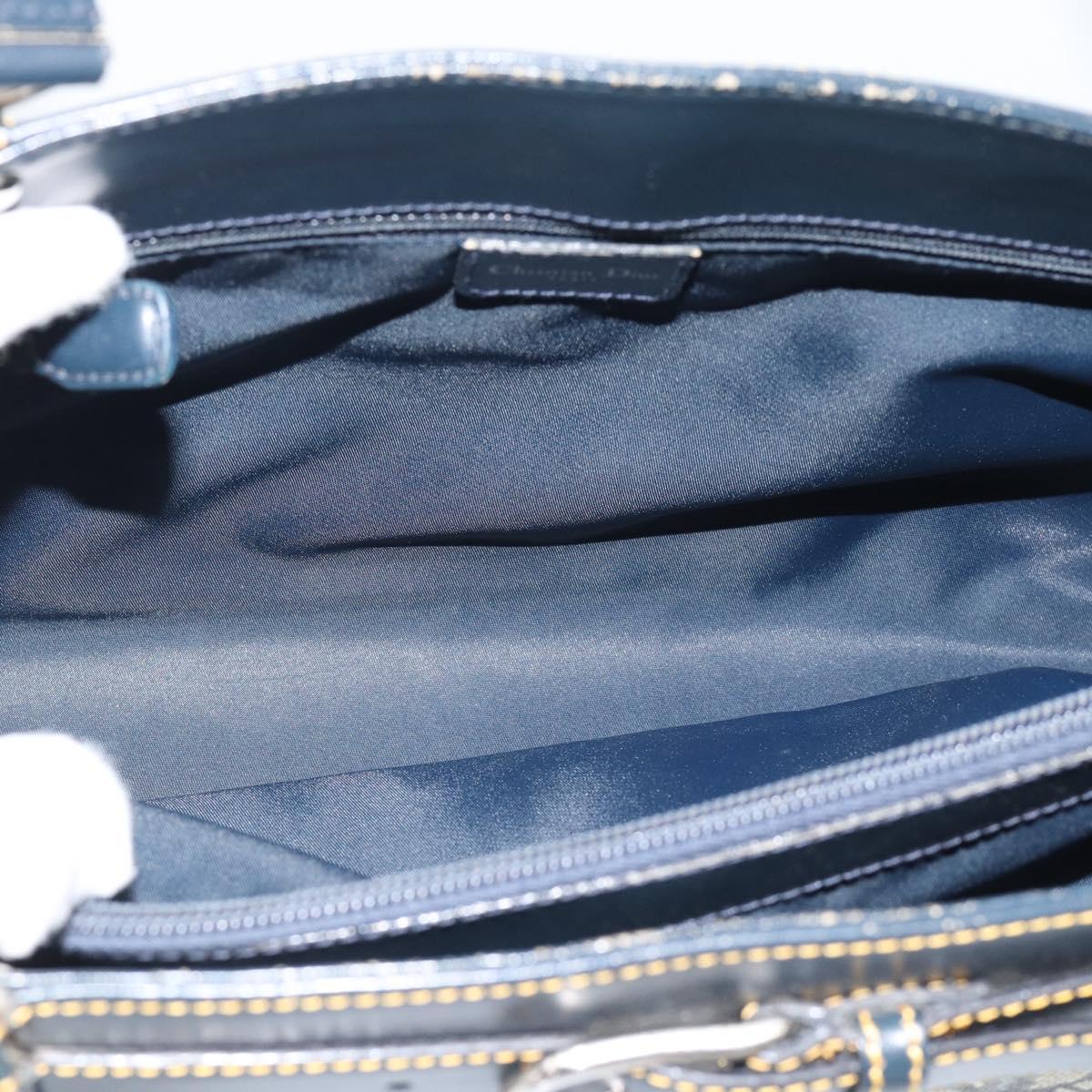 Christian Dior Trotter Canvas Hand Bag Navy Silver Auth 192691 - Jerrillo image 10