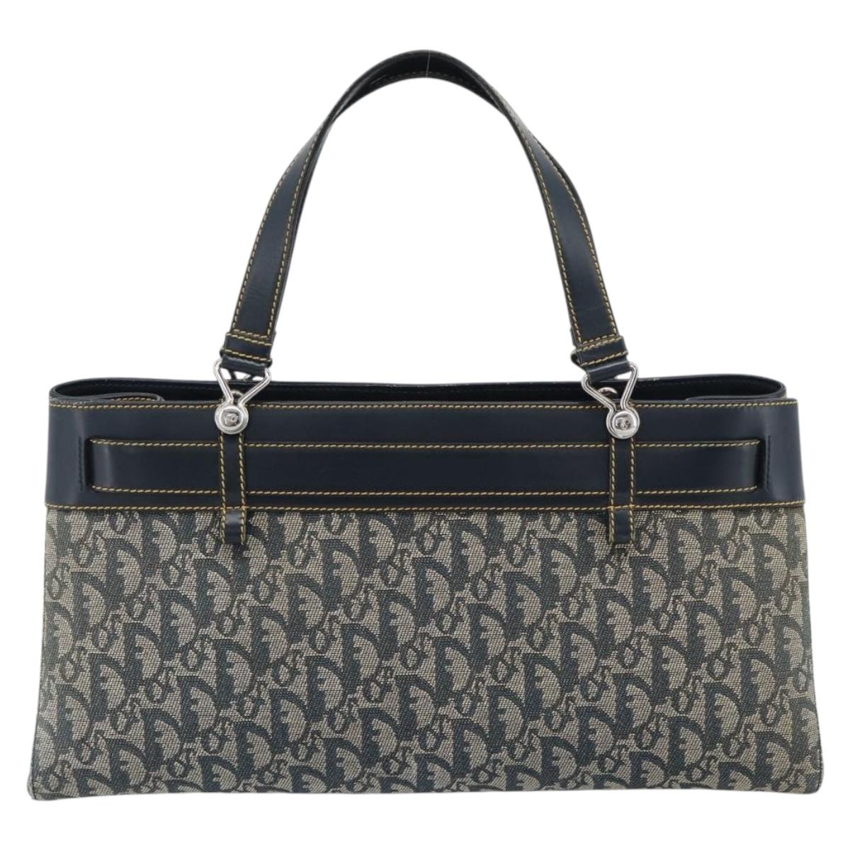 Christian Dior Trotter Canvas Hand Bag Navy Silver Auth 192691 - Jerrillo image 2