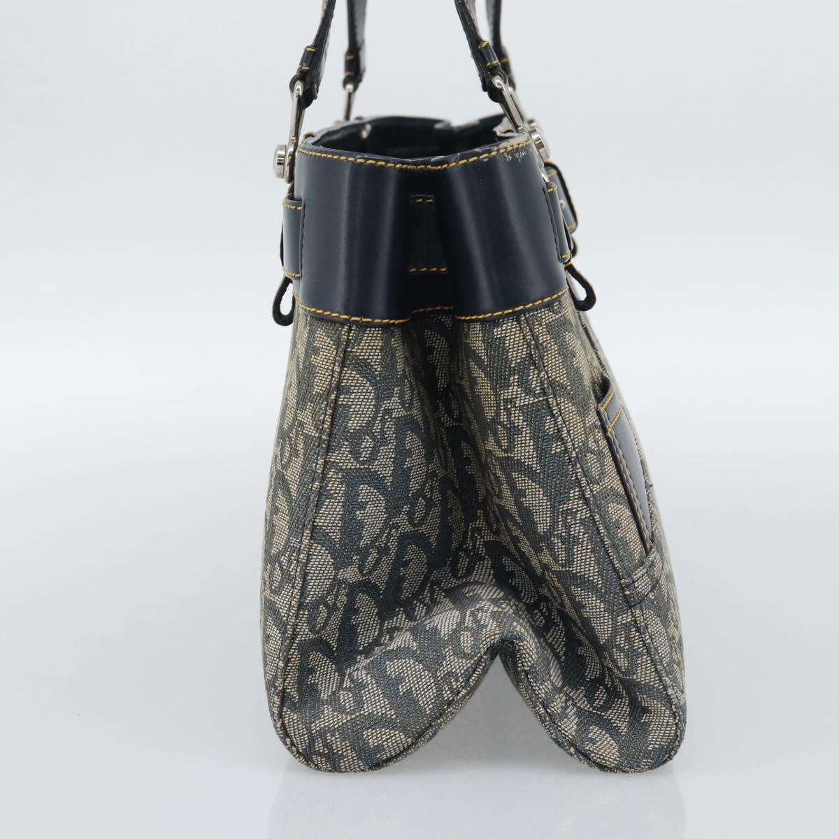 Christian Dior Trotter Canvas Hand Bag Navy Silver Auth 192691 - Jerrillo image 3