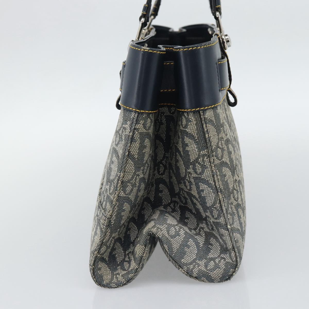 Christian Dior Trotter Canvas Hand Bag Navy Silver Auth 192691 - Jerrillo image 4