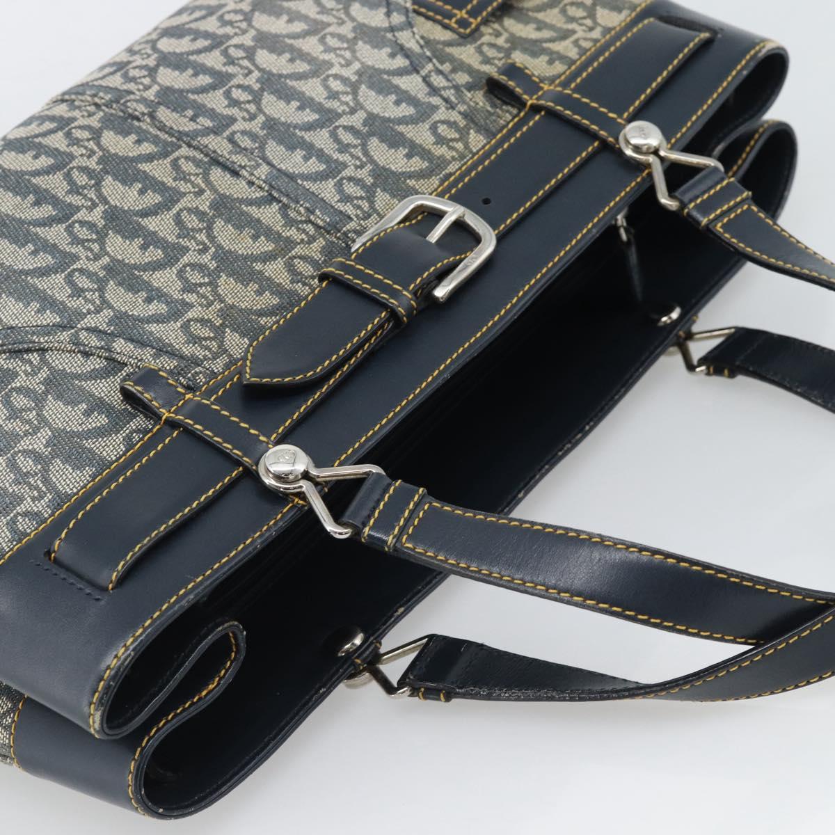 Christian Dior Trotter Canvas Hand Bag Navy Silver Auth 192691 - Jerrillo image 6