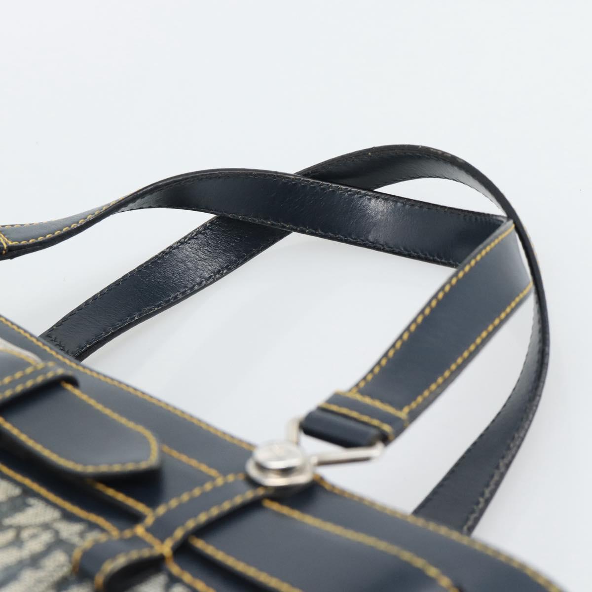 Christian Dior Trotter Canvas Hand Bag Navy Silver Auth 192691 - Jerrillo image 8