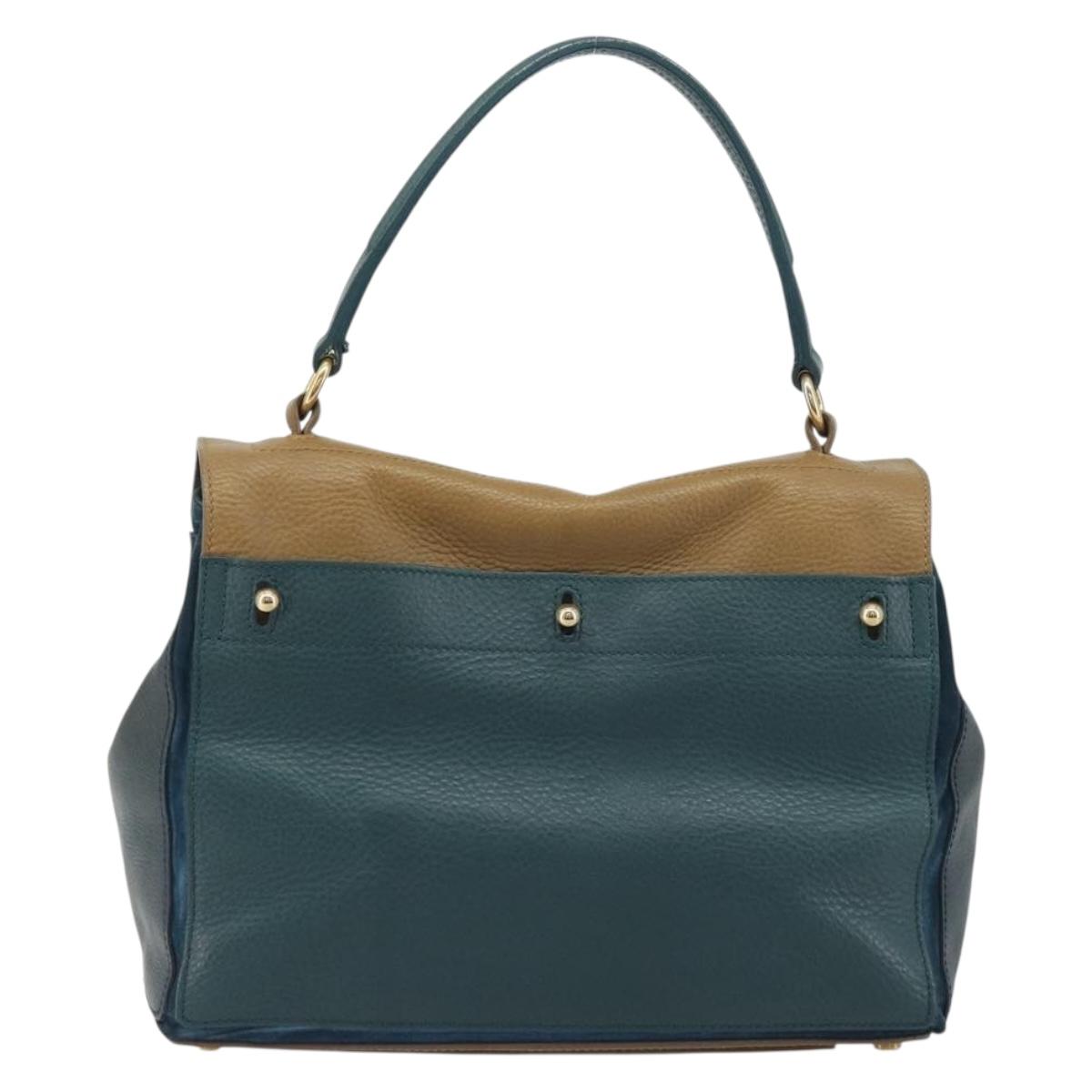 SAINT LAURENT Hand Bag Leather Navy Beige 197149 Auth 192695A - Jerrillo image 2