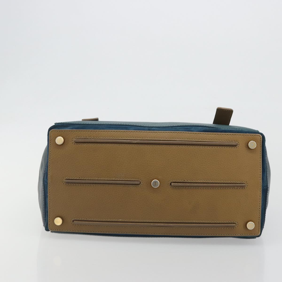 SAINT LAURENT Hand Bag Leather Navy Beige 197149 Auth 192695A - Jerrillo image 5