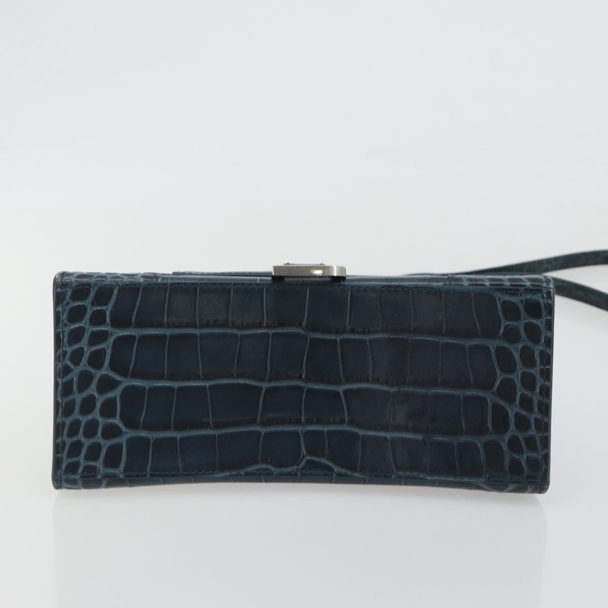 BALENCIAGA Hour Hand Bag Leather 2way Navy Silver 593546 Auth 192706M - Jerrillo image 5