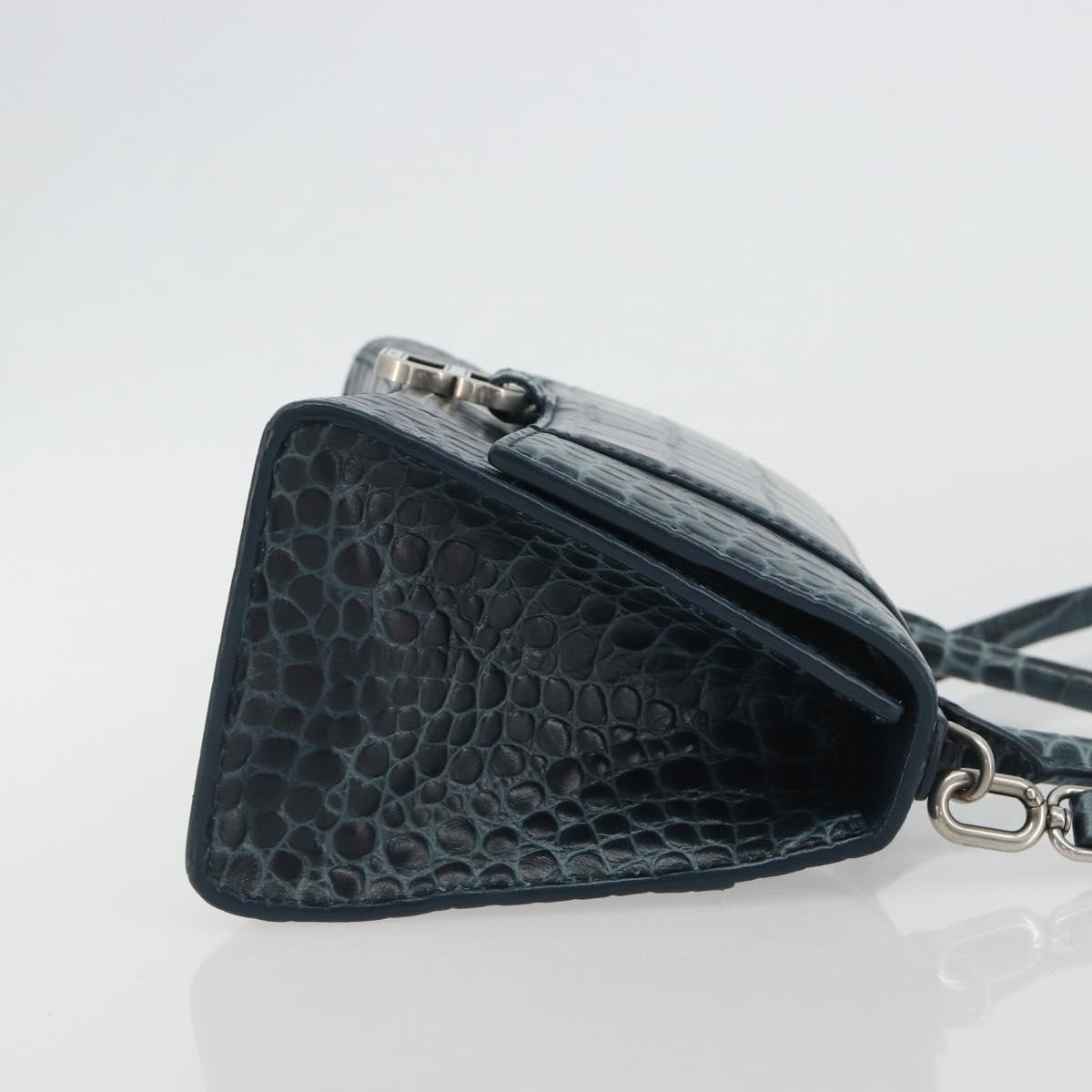 BALENCIAGA Hour Hand Bag Leather 2way Navy Silver 593546 Auth 192706M - Jerrillo image 3