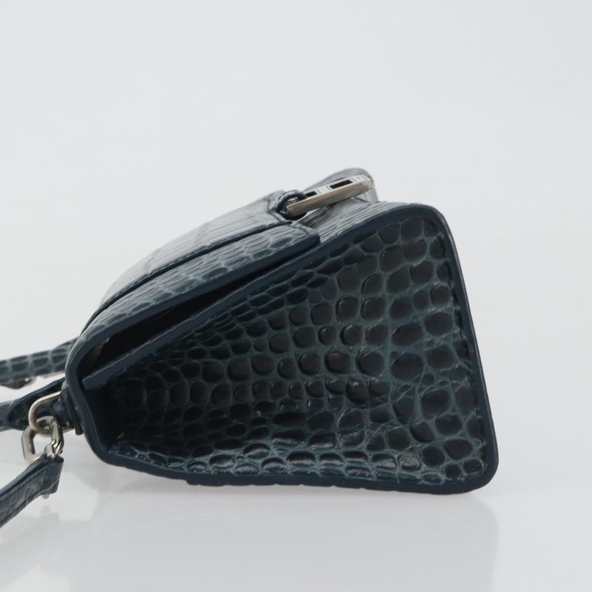 BALENCIAGA Hour Hand Bag Leather 2way Navy Silver 593546 Auth 192706M - Jerrillo image 4