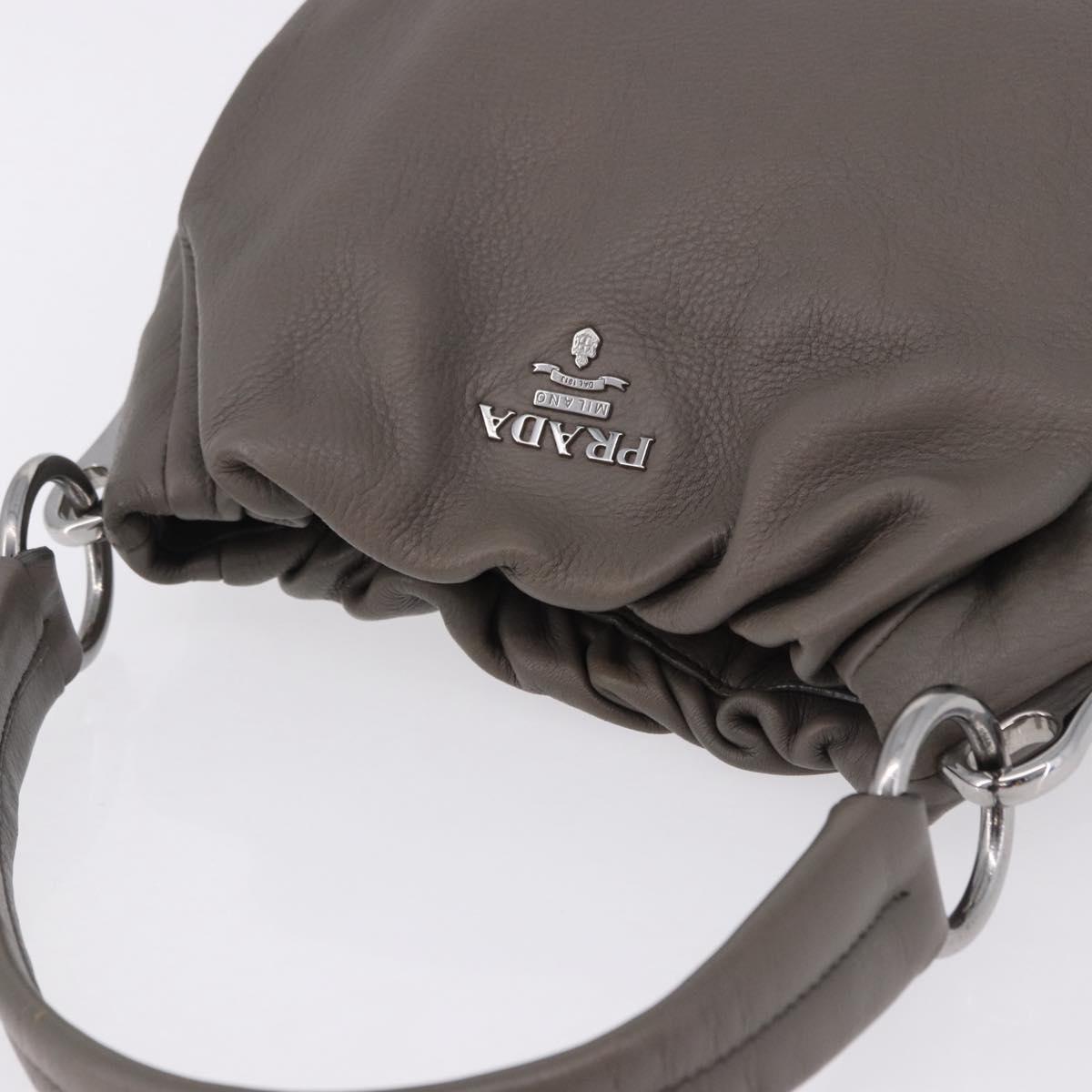 PRADA Shoulder Bag Leather Gray Silver Auth 192752A - Jerrillo image 6