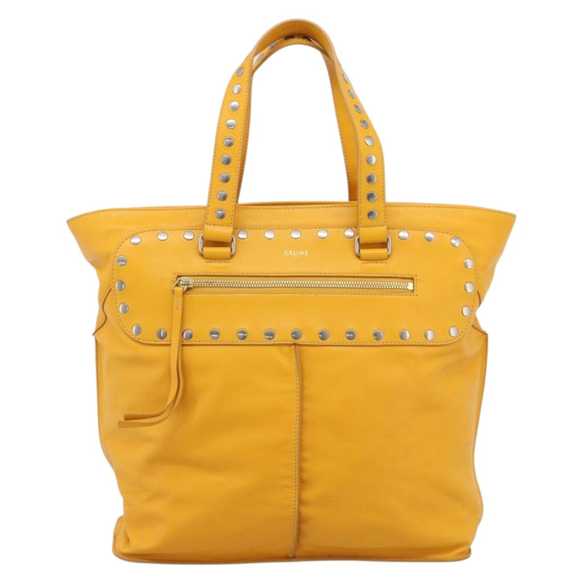 CELINE Hand Bag Leather Yellow Silver Auth 192757A - Jerrillo image 2