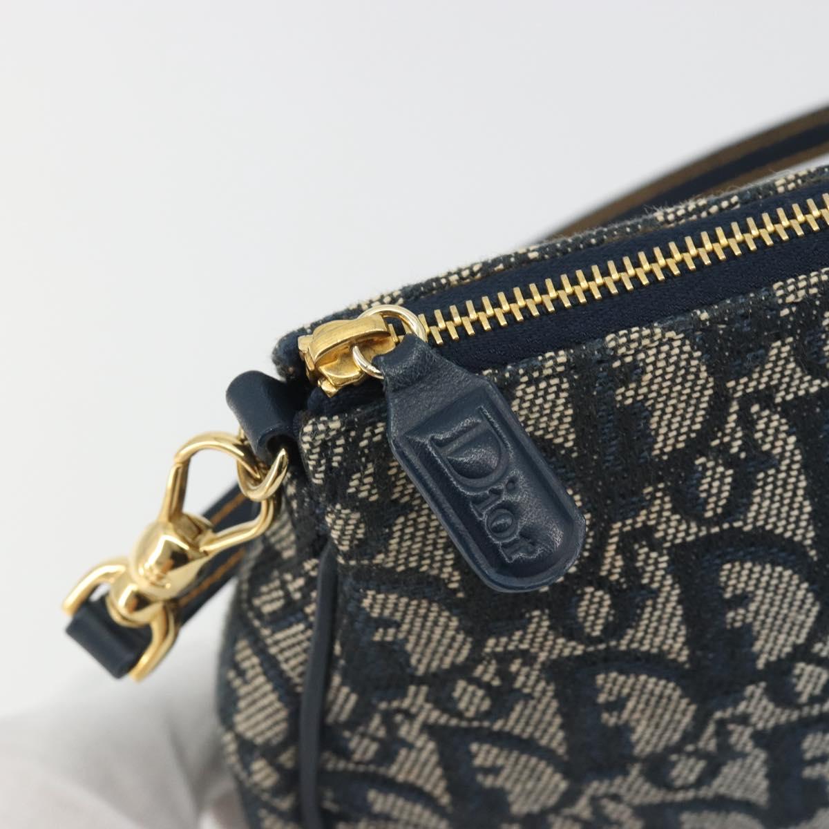 Christian Dior Trotter Canvas Saddle Pouch Navy Gold Auth 192762V - Jerrillo image 8