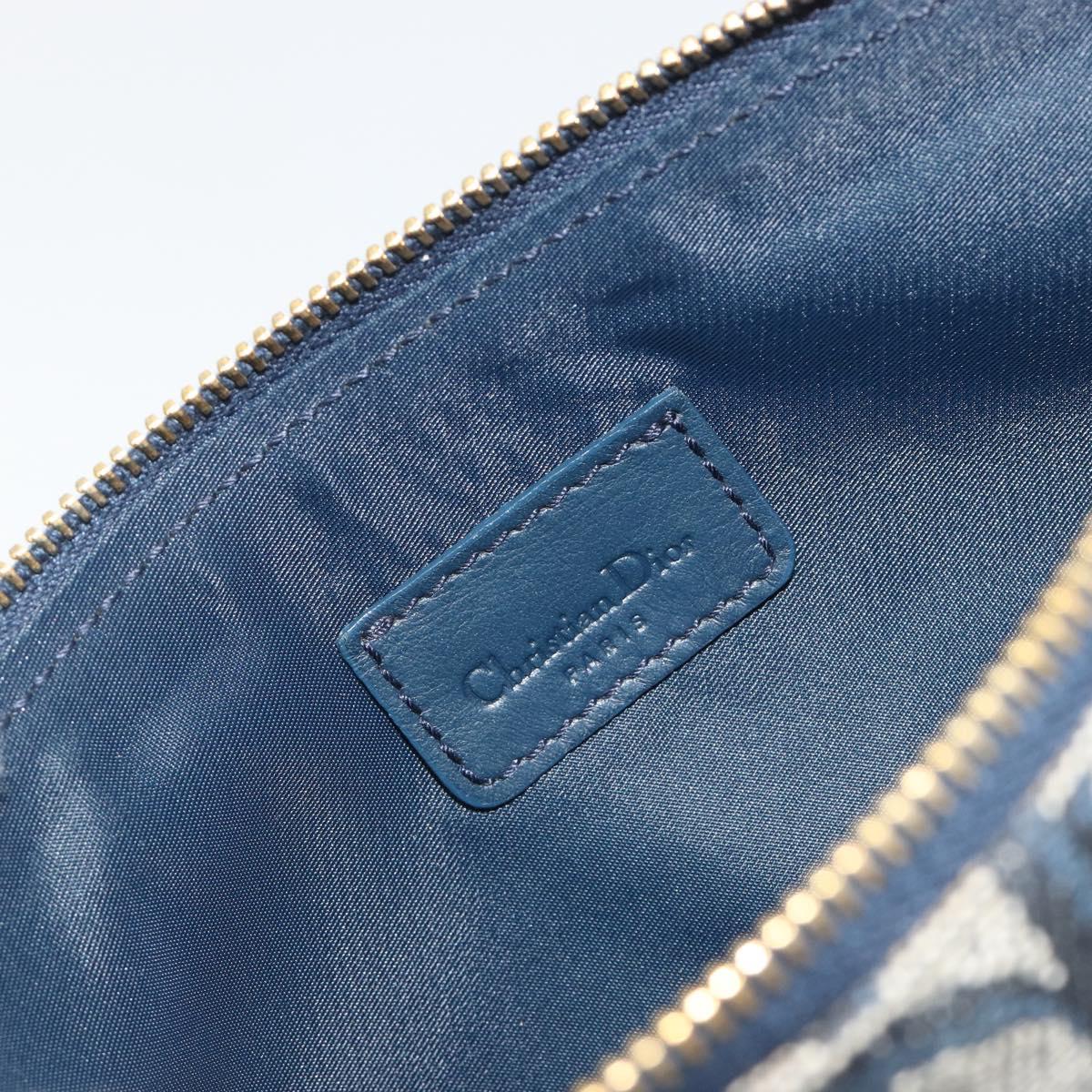 Christian Dior Trotter Canvas Saddle Pouch Navy Gold Auth 192762V - Jerrillo image 9