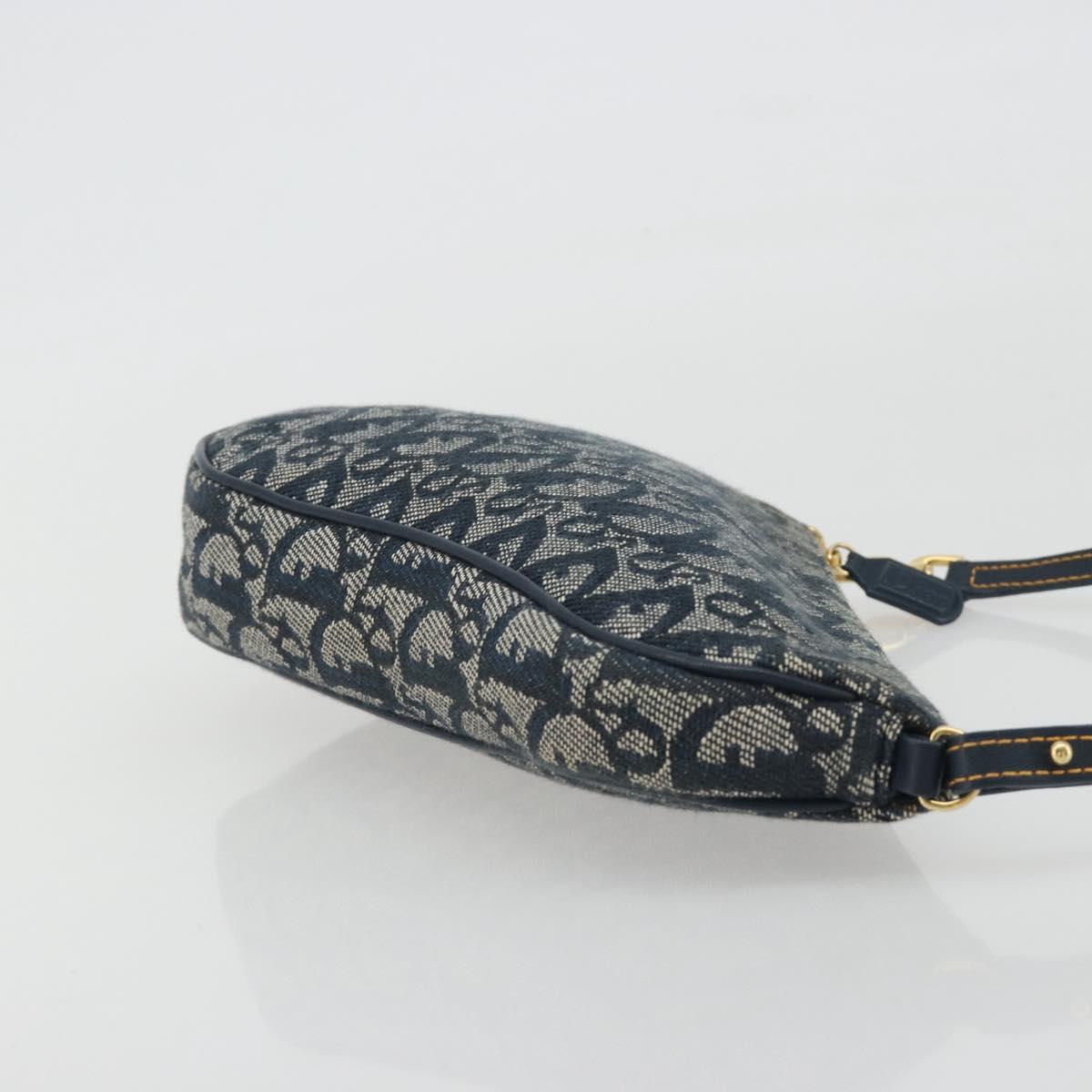 Christian Dior Trotter Canvas Saddle Pouch Navy Gold Auth 192762V - Jerrillo image 3