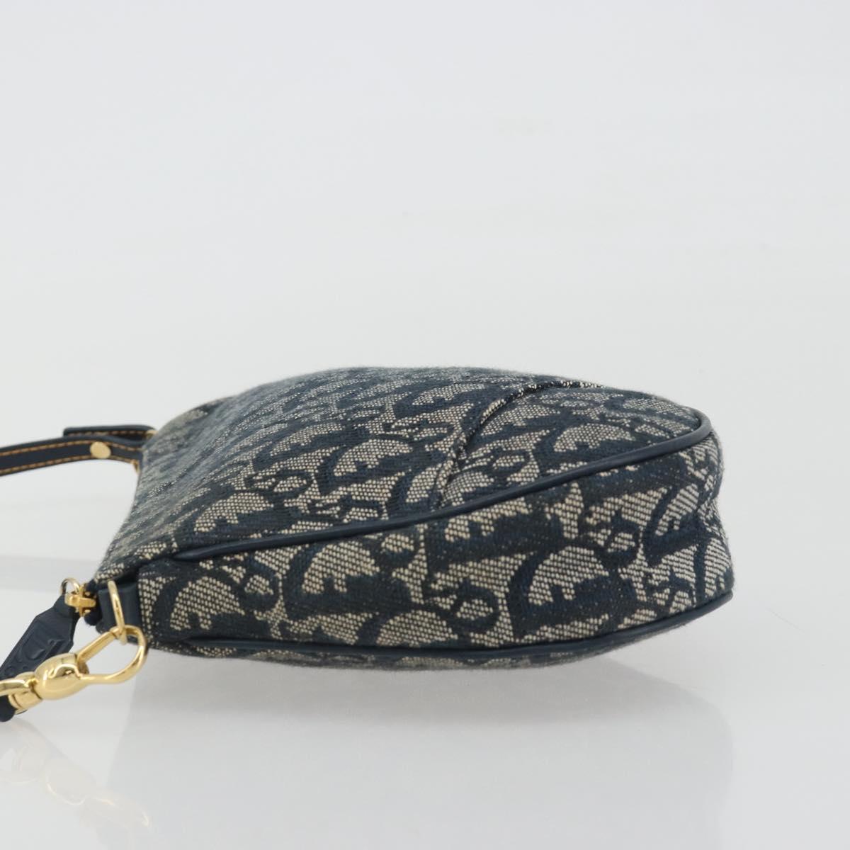 Christian Dior Trotter Canvas Saddle Pouch Navy Gold Auth 192762V - Jerrillo image 4