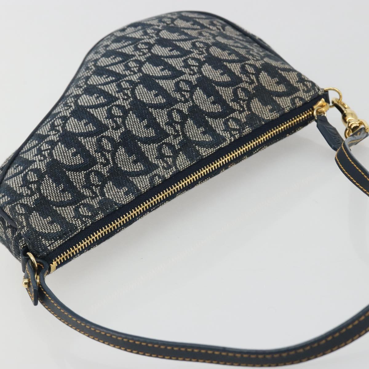 Christian Dior Trotter Canvas Saddle Pouch Navy Gold Auth 192762V - Jerrillo image 6