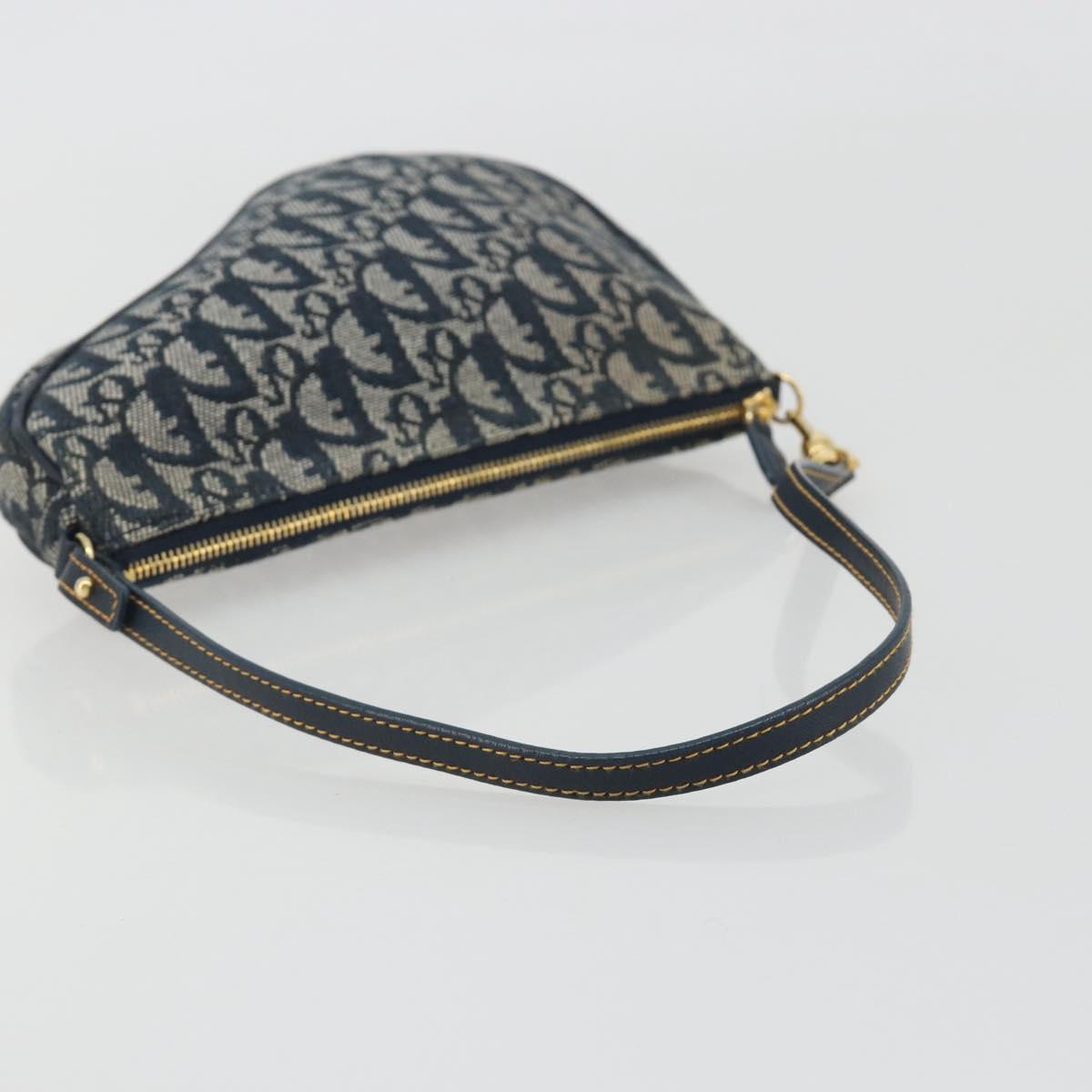Christian Dior Trotter Canvas Saddle Pouch Navy Gold Auth 192762V - Jerrillo image 7