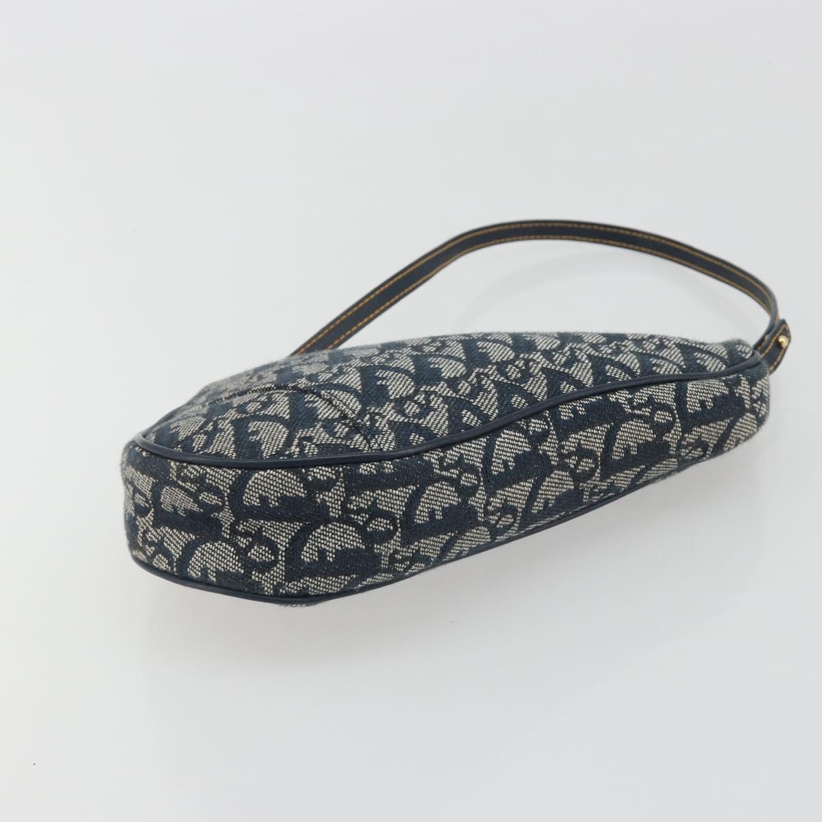 Christian Dior Trotter Canvas Saddle Pouch Navy Gold Auth 192762V - Jerrillo image 5