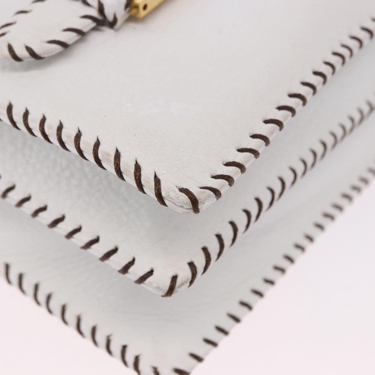 FENDI Shoulder Bag Leather White Gold Tone Auth 192766V - Jerrillo image 9