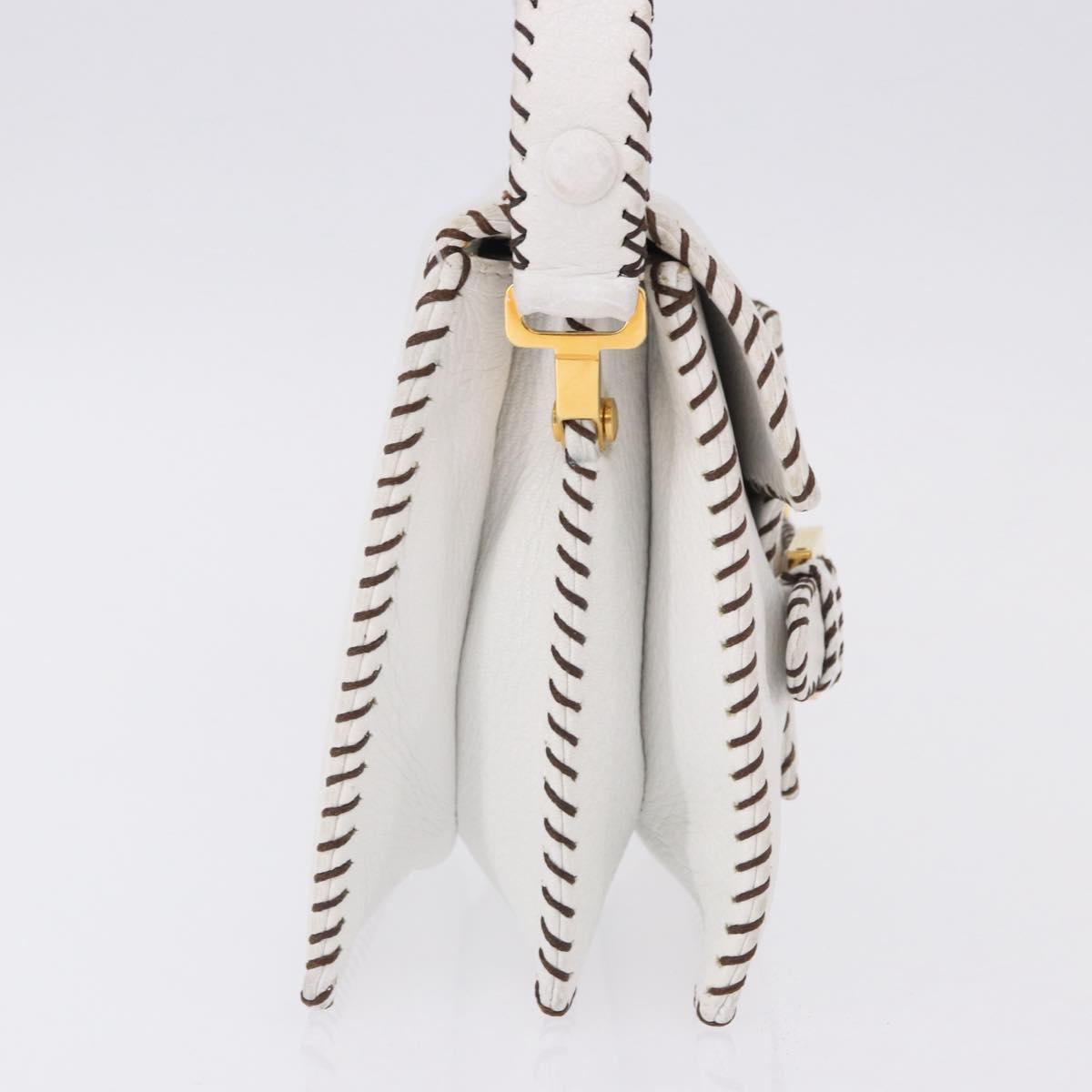 FENDI Shoulder Bag Leather White Gold Tone Auth 192766V - Jerrillo image 5
