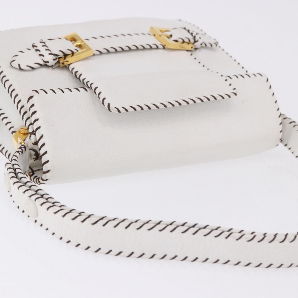 FENDI Shoulder Bag Leather White Gold Tone Auth 192766V - Jerrillo image 7