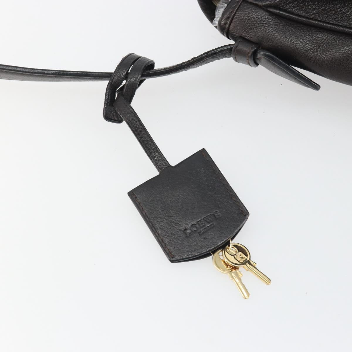 LOEWE Shoulder Bag Leather Dark Brown Gold Tone Auth 192782A - Jerrillo image 10
