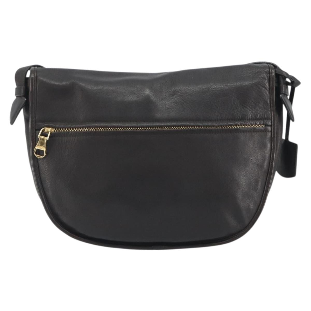 LOEWE Shoulder Bag Leather Dark Brown Gold Tone Auth 192782A - Jerrillo image 2