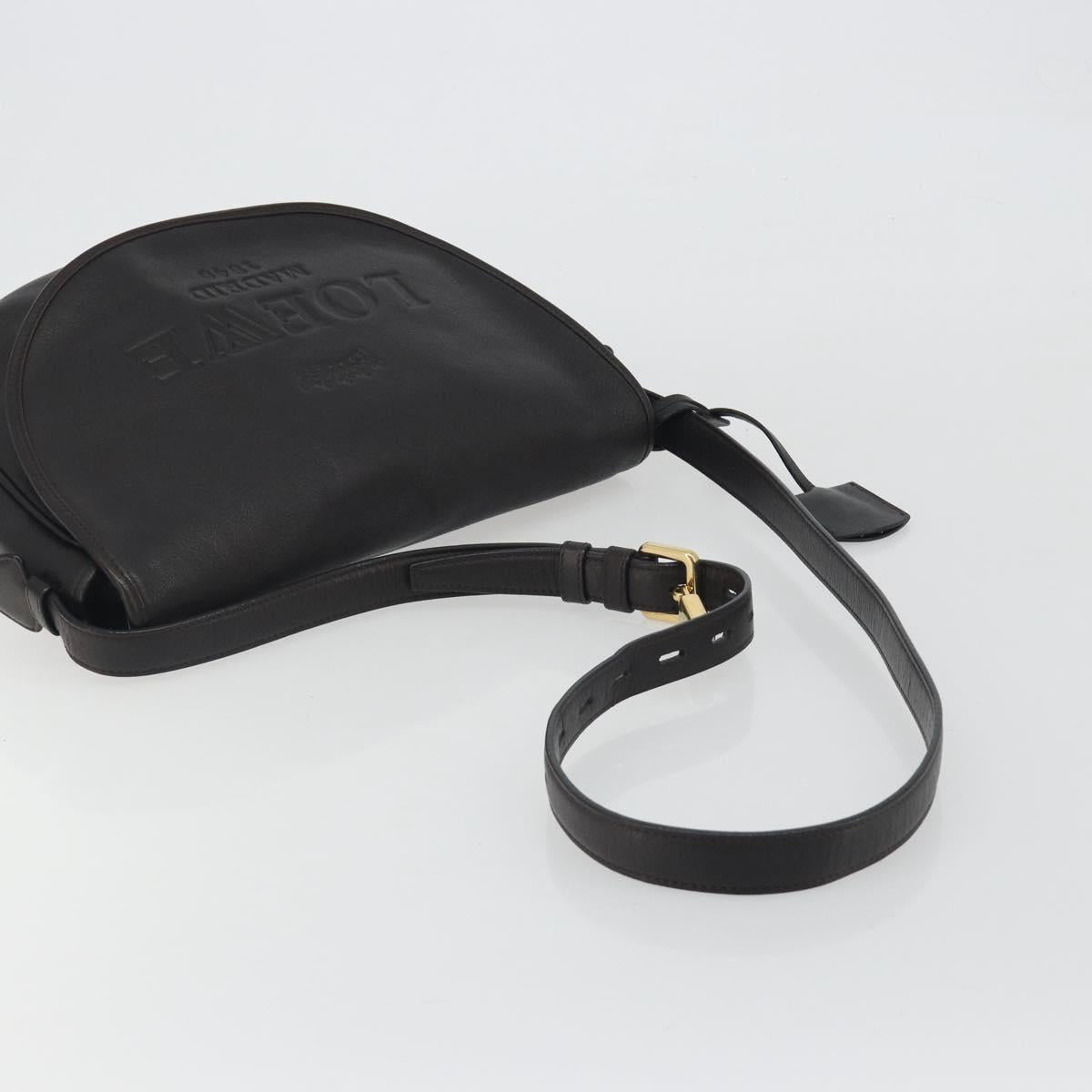 LOEWE Shoulder Bag Leather Dark Brown Gold Tone Auth 192782A - Jerrillo image 7