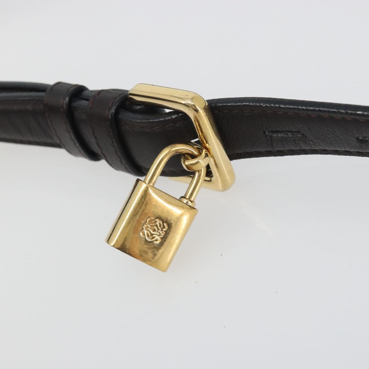 LOEWE Shoulder Bag Leather Dark Brown Gold Tone Auth 192782A - Jerrillo image 8